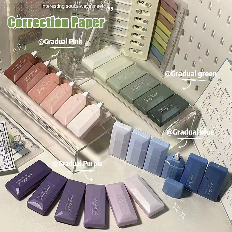 Correction Tape Roller - 6PC カードスタイルのグラデーション修正テープ学生用サイレント大容量修正テープポータブルコンパクトで高美的