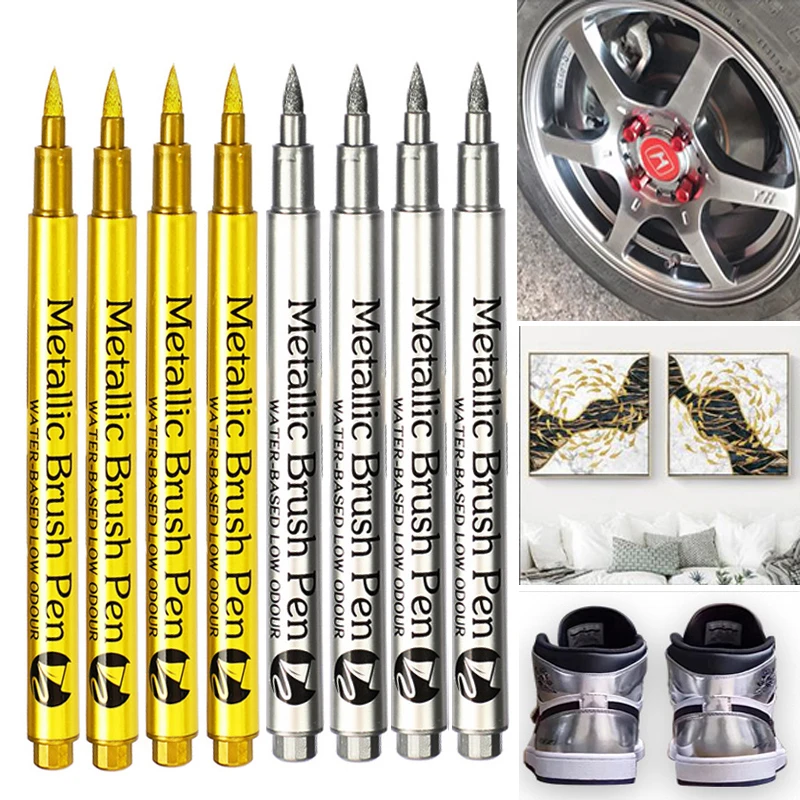 Whiteboard Marker Set - 金属製のペンのセット,黒と白の色のマーカーのセット,ミディアムポイント,金属製のロックペイント