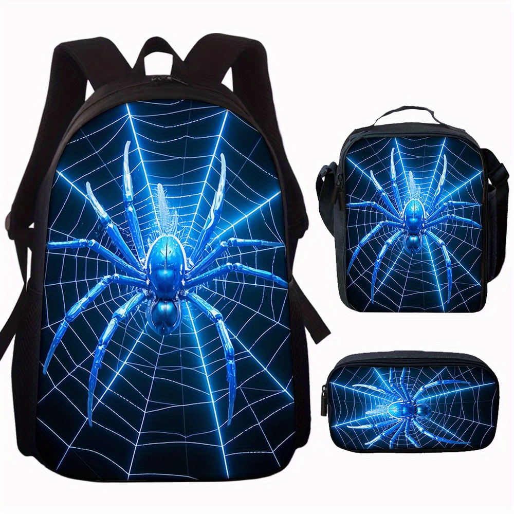 Pencil Case Large - 3 個のスパイダーパターンバックパック大容量バックパックメッセンジャーバッグ鉛筆ケース完璧なギフト