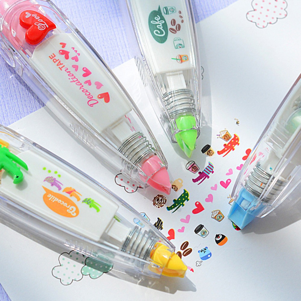 Correction Tape Roller - かわいいかわいい装飾修正テープ 6 ミリメートル * 4 メートルかわいい動物猫犬フクロウワニ花日記文具学用品