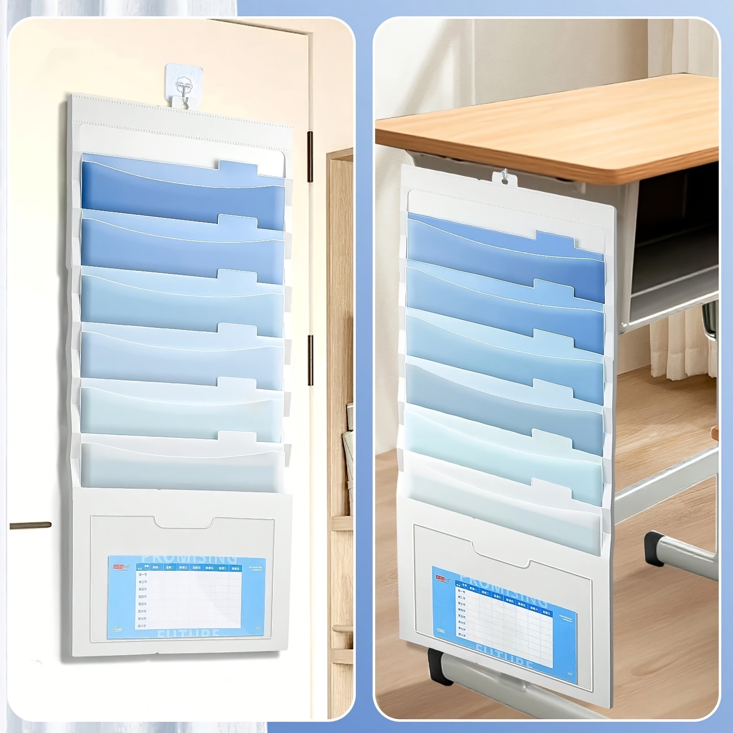 File Folder Hanging - 吊り下げ式ファイルフォルダー1個、折りたたみ式ファイルバッグ、拡張可能なオンブレファイルポーチ、学校やオフィスの両方の環境に最適です。