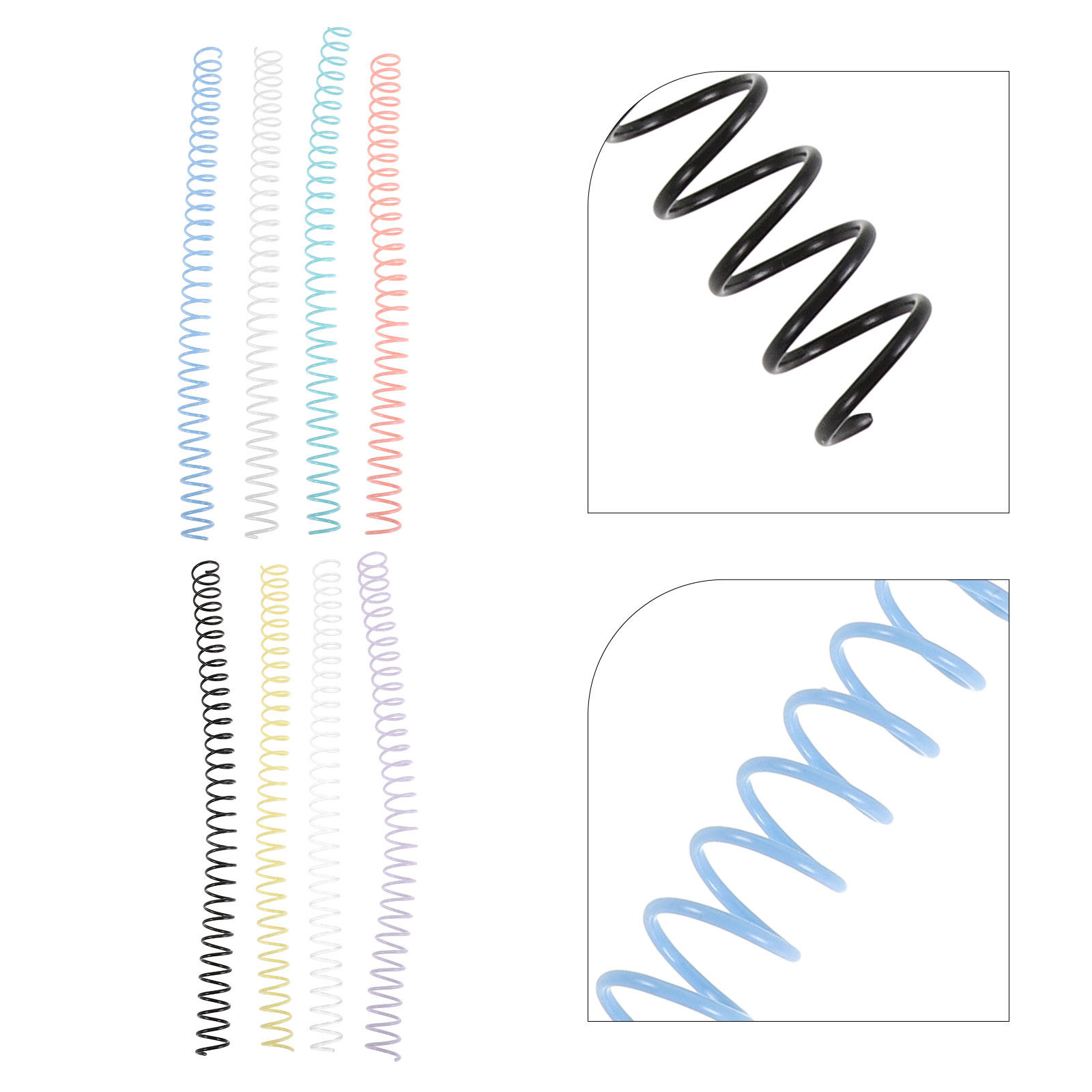 Binding Comb Plastic - 8個入りプラスチック製スパイラルバインディングコイル、カラフルで丈夫なコームバインディングリング、スムーズなページめくり、ルーズリーフバインダー用品