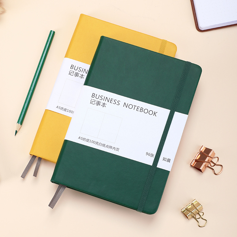 Notebook Dotted A5 - A5 ハードカバーノートブック - 192枚のクラシックドット紙ページ、ビジネスやクリエイティブな用途に最適なゴムバンド付きジャーナルノートパッド、学生や学生向けの日記帳