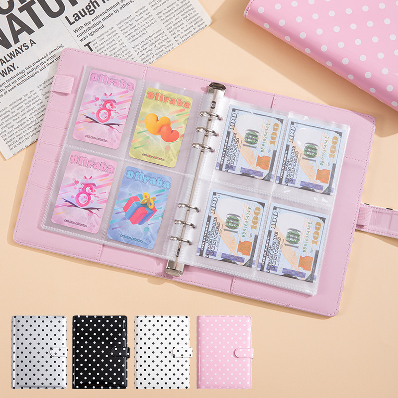 Notebook Dotted A5 - A5 ドット入りルーズリーフ予算ノート、マルチカードスロット付き財務プランナー、ワークレコードジャーナル、手書き家計簿