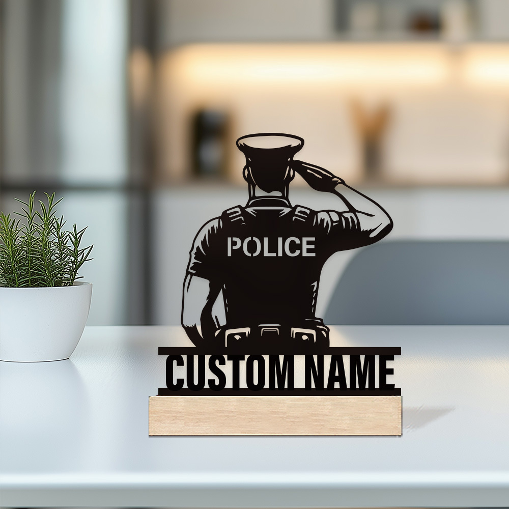 Desk Name Plate - パーソナライズされた金属製警察バッジ、カスタムネームデスクネームプレート、テキスト入り法執行機関風装飾、退職祝い/オフィスギフト