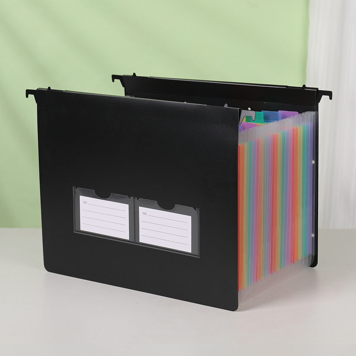 File Folder Hanging - 吊り下げ式アコーディオンファイルフォルダー 7/13/25ポケット 拡張式ドキュメントオーガナイザー ゴム紐付き 多層式紙類収納バッグ