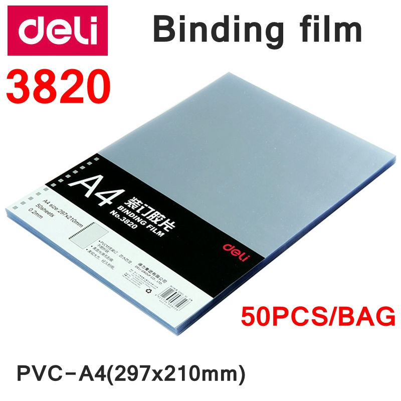Binding Comb Plastic - 50枚入り デリ3820 A4 PVC製 コームバインディングフィルム 297x210mm