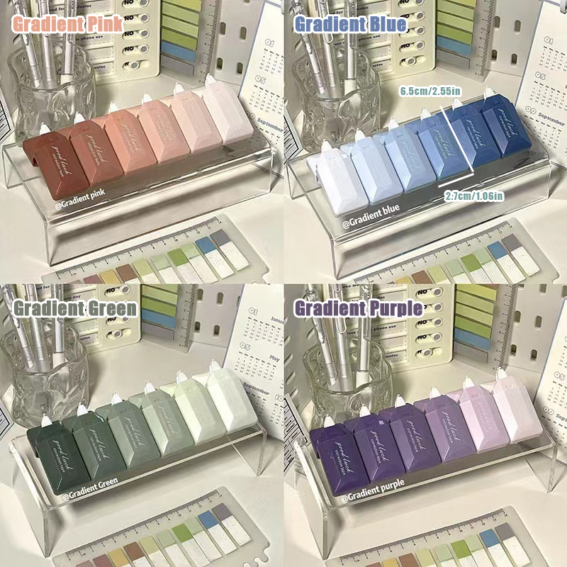 6PC カードスタイルのグラデーション修正テープ学生用サイレ - Correction Tape Roller のレビューと価格