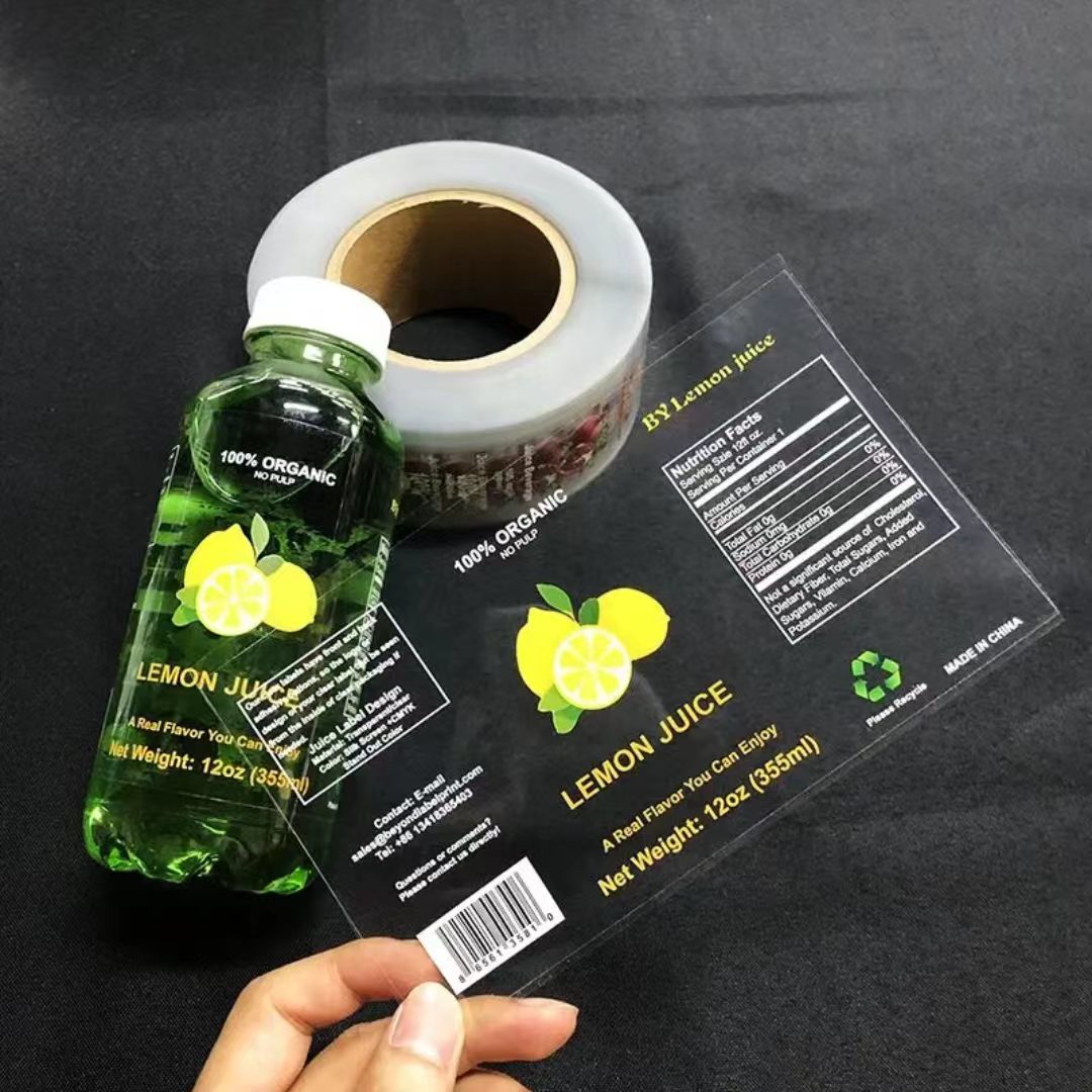 カスタム印刷透明BOPP防水ビニール粘着飲料ボトルラベルロー - Sticker Label Roll のレビューと価格