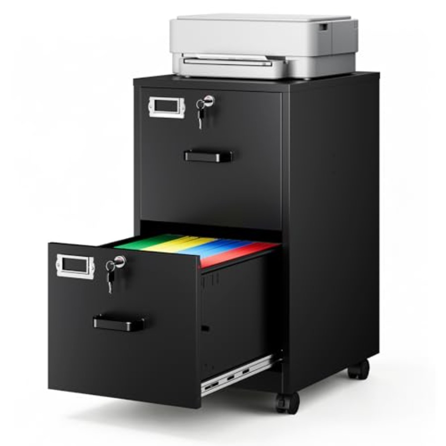 2段引き出し式ロック付きローリングファイルキャビネット、A4 - File Folder Hanging のレビューと価格