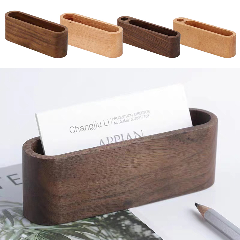 名刺ホルダー木製オーガナイザーオフィスデスク名刺ディスプレイ - Desk Name Plate のレビューと価格