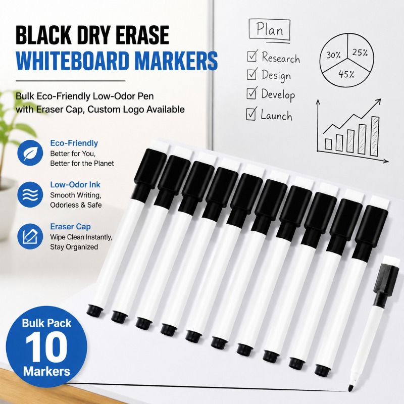 黒色消せるホワイトボードマーカー、エコ水性ペン、磁気デザイン - Whiteboard Marker Set のレビューと価格