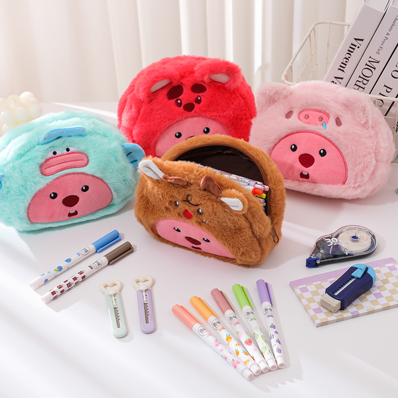 漫画ぬいぐるみ鉛筆バッグ学生かわいい収納袋ペン化粧ブラシマー - Pencil Case Large のレビューと価格
